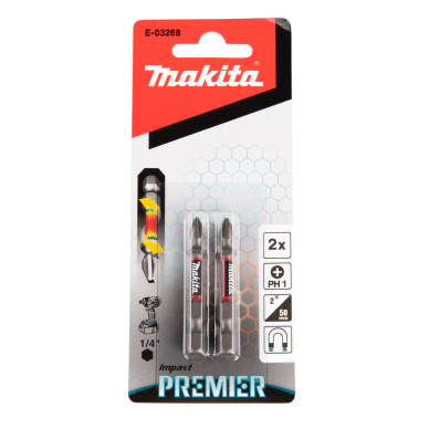 Torsion sukimo antgalis Makita E-03268, (E-form), PH1-50mm, 2vnt. Impact Premier 1