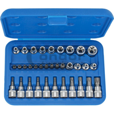 TORX 3/8 antgalių komplektas + E-profil galvos 34vnt.