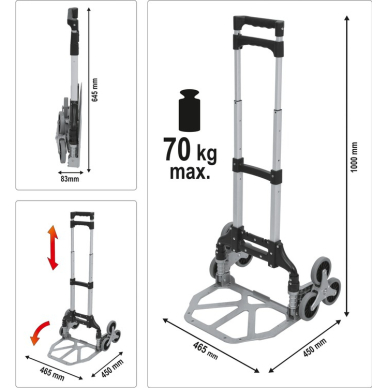 Transportavimo vežimėlis laiptais | keliamoji galia 70 kg (78662) 1