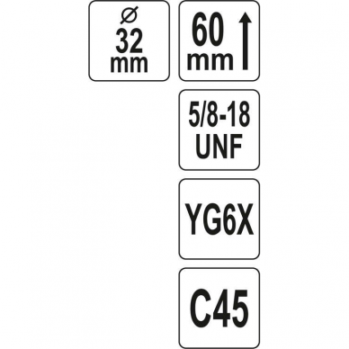 Universali gręžimo karūna Yato, 32 mm, 5/8"-18UNF 3