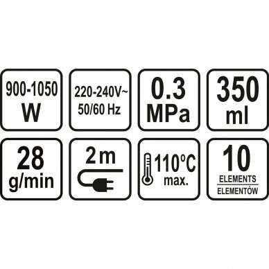 Valymo garais įrenginys Lund 10 aksesuarų, 900-1050 W 4