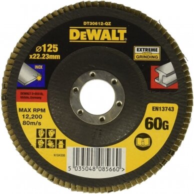 Vėduoklinis šlifavimo diskas DeWalt DT30612-QZ, 125 mm, P60