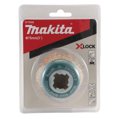 Vielinė šlifavimo taurė Makita D-73433, banguota viela, 0.3mm, Ø 75 mm, X-LOCK 3