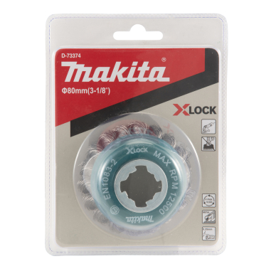 Vielinė šlifavimo taurė Makita D-73374, sukta viela, 0.35mm, Ø 80 mm, X-LOCK 3