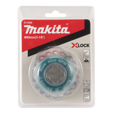 Vielinė šlifavimo taurė Makita D-73330, sukta viela, 0.5mm, Ø 80 mm, X-LOCK 2