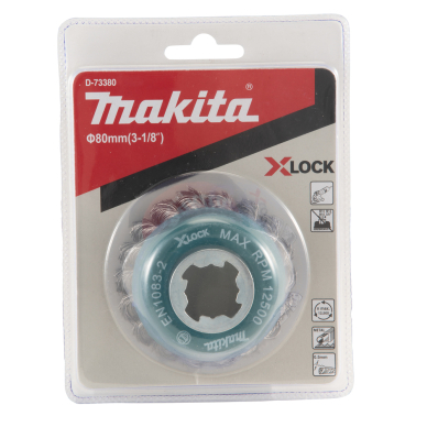 Vielinė šlifavimo taurė Makita D-73380, sukta viela, 0.5mm, Ø 80 mm, X-LOCK 2